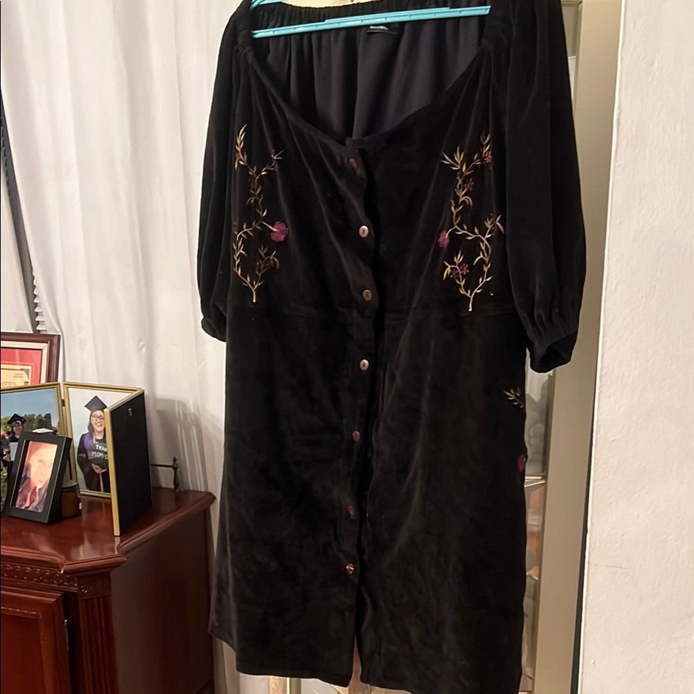 Dark Cottage Embroidered Black Mini Dress